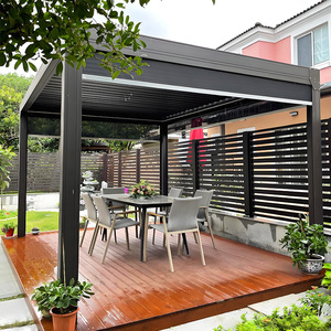 Motorlu Alüminyum Biyoklimatik Pergola, LED Işıklar, Panjurlu Çatı, Cam Sürgülü Kapılar ile Teras veya Bahçe İçin Özelleştirilmiş Boyutlarda - Product Image 6