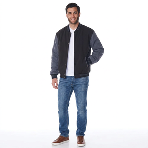 Classic Minimalist Men's College Varsity <b>Jacket</b> <b>Slim</b>-<b>Fit</b> Pastel Winter Color Canvas Customized Front Logo Stand Collar - Product Image 1