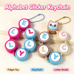 FUSEJOY Fidget Clicker à chaîne de lettres assemblées, populaire sur internet, jouet anti-stress personnalisable avec caractères DIY imprimés en 3D - Product Image 1