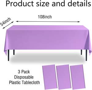 Tovaglia Monouso Viola 54 x 108 Pollici Impermeabile Rettangolare <span class=keywords><strong>a</strong></span> <span class=keywords><strong>Quadretti</strong></span> Copritavolo in Plastica - Product Image 3