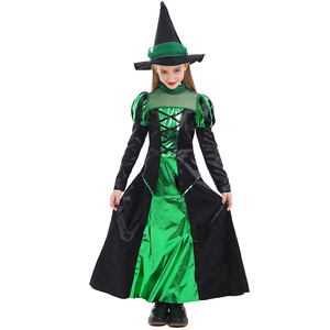 Costume de sorcière verte et noire pour filles, déguisement d'Halloween pour enfants - Product Image 6