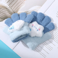 Gants d'automne/hiver pour enfants à thème Kuromi pour filles et garçons, chauds, doublés polaire, motif dessin animé, en coton/spandex, tricotés