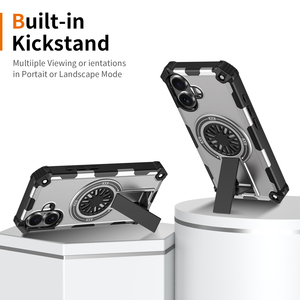 เคสโทรศัพท์มือถือกันกระแทก ทนทาน แม่เหล็กในตัว TPU+PC ลดแรงกระแทก สำหรับ iPhone 17 16 Pro Max และ <span class=keywords><strong>Samsung</strong></span> S25 Plus พร้อมขาตั้ง - Product Image 4