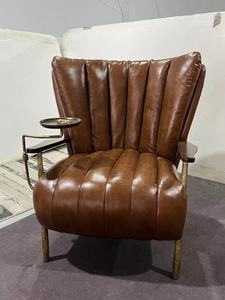 <strong>Retro</strong> Industrial Real Cowhide Sofa <strong>Chair</strong> Classic Forged Loft Style for Bedroom <strong>Dining</strong> and Living Room Furniture Aviator <strong>Chair</strong> - Product Image 5