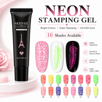 Gel de stamping pour ongles couleur néon 2 en 1, gel de peinture UV LED, gel de nail art à retirer par trempage pour manucure en salon 8ml