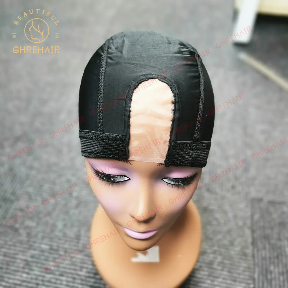 Ghrehair-Peluca de malla ventilada de Color negro con etiqueta privada, gorros para el pelo, malla para pelucas