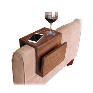 定制仿古木质沙发扶手托盘桌防滑扶手收纳器