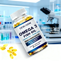 Cápsulas de Aceite de Pescado Natural Omega-3 EPA y DHA, Superalimento para la Salud del Cerebro y el Corazón en Adultos, 60 Cápsulas