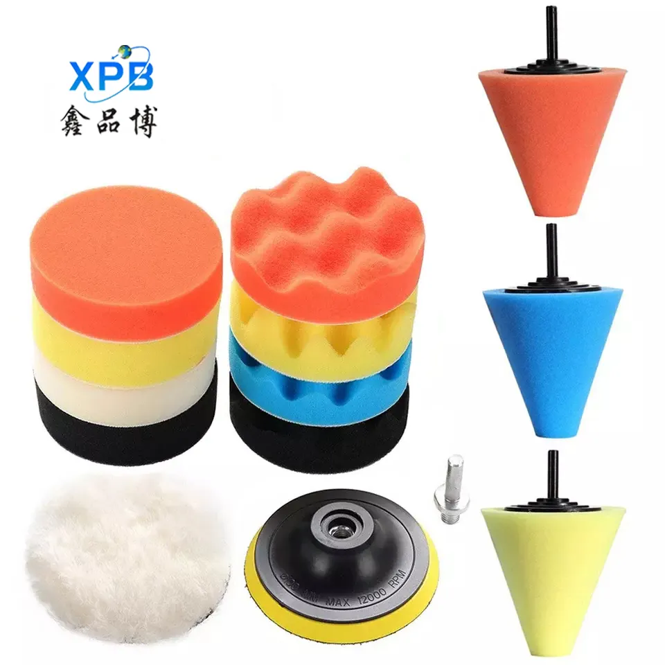 Automobile polishing disc wheel hub polishing wheel conical sponge wheel plane wave polishing pad 14 piece set