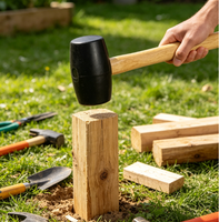 Marteau en caoutchouc noir avec manche en bois 16 oz, qualité industrielle, marteau de machiniste, personnalisable OEM, protège les surfaces