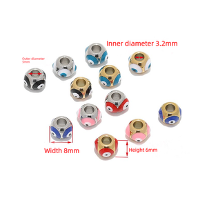 8mm Evil Eye <b>Beads</b> | 18K PVD Gold Plated Stainless Steel Enamel Nazar Spacer Charms for DIY <b>Bracelet</b> Necklace Jewelry <b>Making</b> - Product Image 2