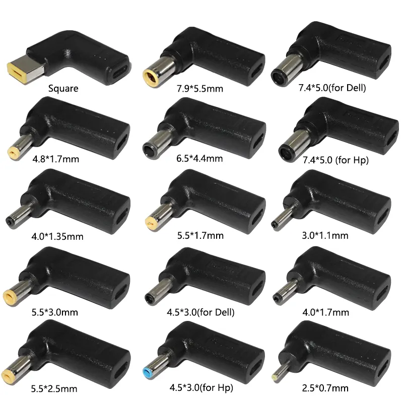 USB Tipe C PD Konektor Adaptor Daya Perempuan Ke Universal 4.5X3.0 3.0X1.1 5.5X2.5Mm Laptop DC Jack Converter