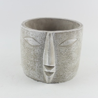 Pot de fleurs en ciment fait main, design demi-visage humain, forme ovale, écologique, durable, décoration pour la maison et le jardin