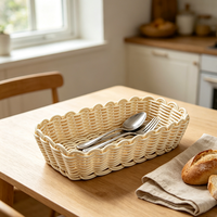 Panier à couverts en rotin tressé beige avec dentelle, fait main, qualité alimentaire, pour couteaux, fourchettes et baguettes, idéal pour la maison, la cuisine, le comptoir ou la table