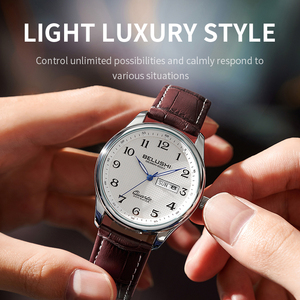Montre BELUSHI en alliage d'acier inoxydable 40 mm à quartz, sportive, mode, simple, avec breloque pièce de monnaie, lumineuse, affaires, loisirs, calendrier, étanche - Product Image 1