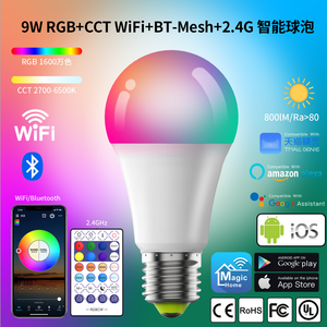 Bombilla Inteligente <span class=keywords><strong>LED</strong></span> Wifi de 9W E27 E26 7W, Luz RGB de Colores, Regulable, Compatible con <span class=keywords><strong>Alexa</strong></span>, Foco Inteligente, Luz Inteligente, <span class=keywords><strong>LED</strong></span> Inteligente - Product Image 2