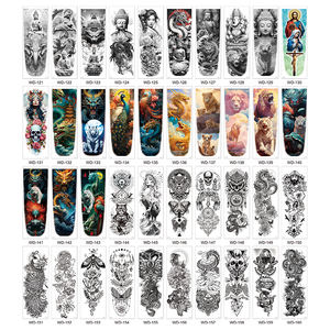 Venta al por mayor colorido <span class=keywords><strong>manga</strong></span> larga <span class=keywords><strong>tatuaje</strong></span> pegatina arte corporal impermeable Buda Animal calavera brazo completo tatuajes temporales - Product Image 2