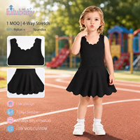 Robe Chic Noire Festonnée pour Filles DH ODM 2026 Style Mercredi Minimaliste Sans Manches Coupe Trapèze pour le Marché Américain, Canadien et Australien