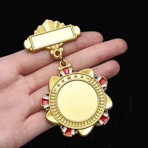 Custom Custom Chinese Stijl High-End Metalen Borstplaat Gouden Antieke Herdenkingsmunt Badge
