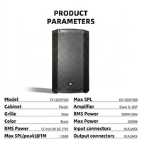 EV-12DSP500 Haut-parleur de sonorisation PA actif professionnel à large bande de fréquences, 12 pouces, 500W, néodyme, 4 ohms, en plastique, pour DJ, home cinéma, scène