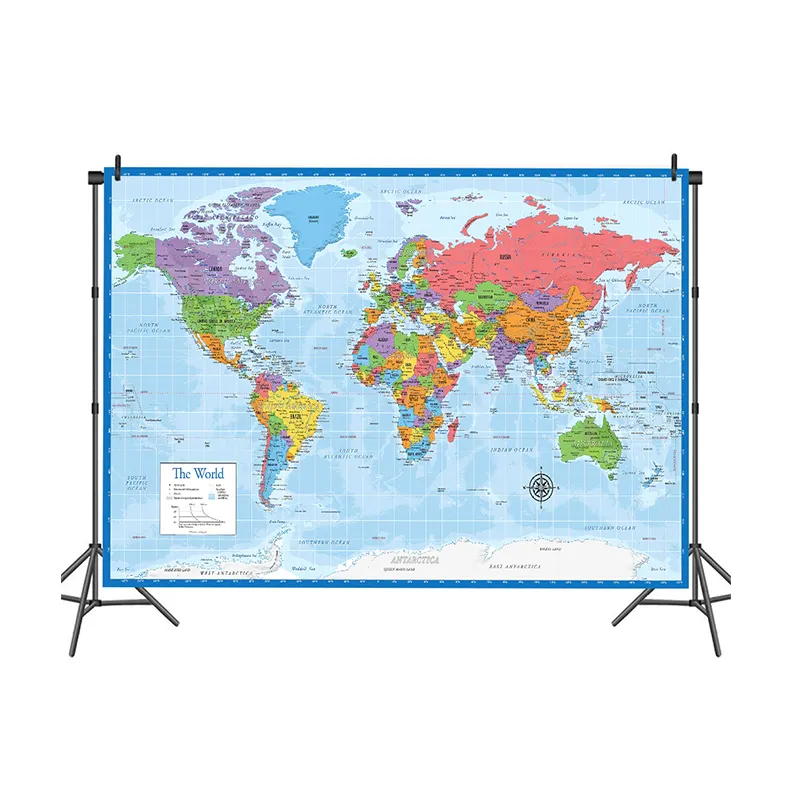 Vinyl Photography Backdrops Props Physical Map of The World Vintage Wall Poster Home School Decoration Baby Background