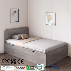 Cama individual para adultos con caja alta de almacenamiento de 1 metro, 2 camas Tatami pequeñas, Panel minimalista, Estilo madera, dormitorio de estudiantes, habitación de niños - Product Image 1