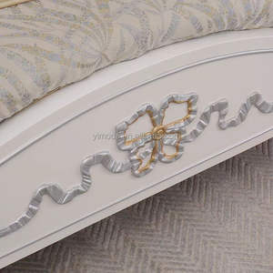 Lit de princesse bleu moderne palais romantique sculpté français pour chambre principale lit double lit de mariage chambre à coucher villa - Product Image 4