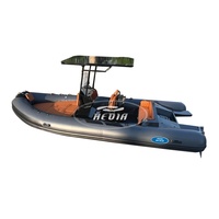 Bote Neumático Rígido de PVC con Certificación CE, para Pesca, con Casco de Aluminio en V Profunda, Familiar, de Lujo, con Consola, de 16 pies (4.8 m)