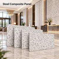 Panneau composite en acier de 3 mm 1220x2440 mm avec finition aspect marbre beige pour les panneaux muraux de réception d'hôtel
