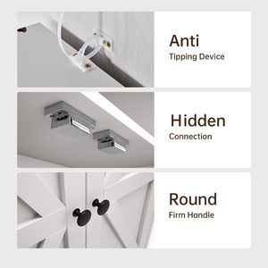 Estanterías de madera blancas de 6 niveles con puertas de armario, estanterías de <span class=keywords><strong>suelo</strong></span> y armarios de almacenamiento de oficina para oficina en casa, sala de estar - Product Image 6