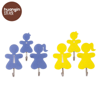Porte-serviettes multifonctionnel en plastique moderne auto-adhésif en acrylique pour cloison sèche, motif Famille Heureuse