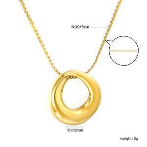 Collar con colgante geométrico, diseño de círculo irregular dorado, uso diario - Product Image 5