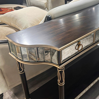 Console de style vintage du Moyen-Orient de luxe pour salon, entrée, en bois massif et miroir en verre, armoires de bar