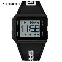SANDA jam tangan pria, jam tangan Digital lampu LED tahan air kalender hitung mundur jam tangan elektronik sederhana pria