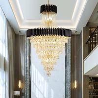 Lustre moderne de luxe pour plafond de loft, cristal K9, suspension, lampe LED, forme ovale, pour grandes villas, escaliers - Direct usine