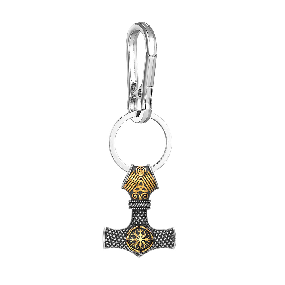 Porte-clés pendentif en métal bicolore
