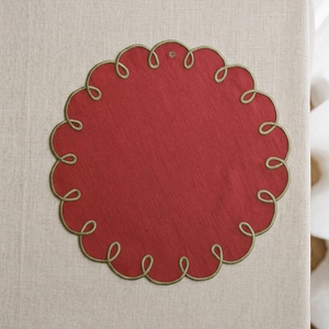 <b>Linen</b>/Cotton <b>Linen</b> <b>Cloth</b> Napkins Monogram Custom Design 100% <b>Linen</b> Scalloped Classic Handmade Embroidered <b>Table</b> Placemat Dining - Product Image 2