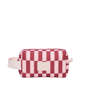 Letter Pattern Canvas Fashion Cosmetic Bag Zipper Closure Soft Handle Water Resistant Medium Capacity Portable <b>Makeup</b> <b>Case</b> - Product Image 1