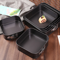 Ensemble de moules à gâteau carrés à fond amovible en acier au carbone antiadhésif, outil de cuisson pour gâteaux