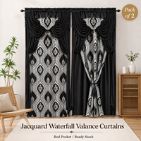 Lot de 2 rideaux jacquard à 2 panneaux avec passe-tringle, draperies de fenêtre de luxe