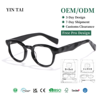 Montures de lunettes optiques rondes en acétate pour hommes et femmes, lunettes rétro à branches ondulées, lunettes personnalisées avec logo