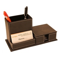 Porte-stylo rectangulaire multifonction en cuir fait main LG-B022, style classique, porte-cartes de visite, porte-bloc-notes pour bureau/salon