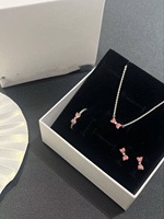 Juego de Joyería Clásica Original al por Mayor de Fábrica, Collar y Aretes, Chapado en Plata de Cobre con Circonita en Forma de Corazón, para Mujer, para Bodas y Fiestas