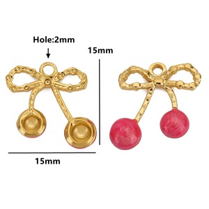 Colgante de acero inoxidable 3D con forma de gota de aceite de cereza en rojo, rosa y naranja para la fabricación de pendientes, componentes de joyería. - Product Image 3