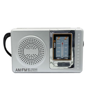 Radio AM FM portable argentée personnalisée, format de poche, avec antenne télescopique, haut-parleur intégré, alimentée par piles, pour les seniors et les activités de plein air - Product Image 2
