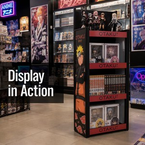 Présentoir rotatif métallique démontable Apache à 4 voies et 4 niveaux <span class=keywords><strong>pour</strong></span> figurines et merchandising d'anime, idéal <span class=keywords><strong>pour</strong></span> les boutiques de mangas, vente au détail, OEM, ODM - Product Image 1