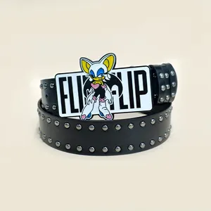 Cinturón Unisex de Diseño de Alta Gama con Hebilla de Cobre con Diseño de Gato de Dibujos Animados, Estilo Gótico Y2K, con Remaches Negros, Accesorio Punk para <span class=keywords><strong>Hombre</strong></span> y Mujer - Product Image 5