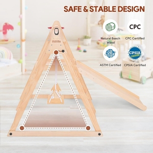 Gimnasio de la jungla interior 8 <span class=keywords><strong>en</strong></span> 1 para niños pequeños, juego de escalador de <span class=keywords><strong>madera</strong></span> Montessori con tobogán, columpio, Red de escalada, escuelas, <span class=keywords><strong>parques</strong></span> de atracciones - Product Image 4