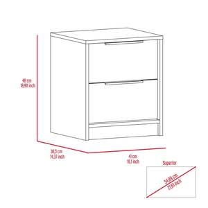 DB Modern White Finish Solid Wood Nightstand/<b>Cabinet</b> with Two <b>Drawers</b> and <b>Metal</b> Handle for Bedroom or Apartment Use - Product Image 6