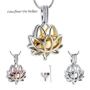 Liontin bunga teratai Mini kenang-kenangan Urn baja nirkarat kremasi perhiasan abu kalung Memorial pesona Honoring cinta - Product Image 1